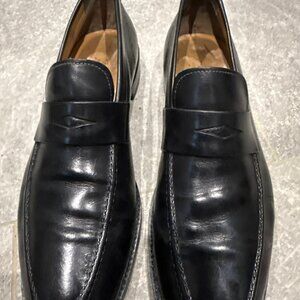 SANTONI black leather penny loafers Size 12/ 46 Made In  Italy